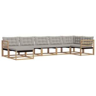 vidaXL Conjunto De Sof&aacute;s De Exterior 7 Pcs Blanco Y Gris Claro Vidaxl