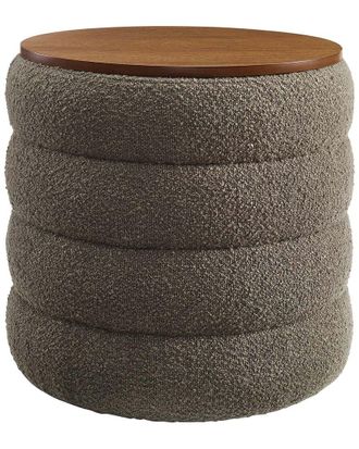 ModWay Mezzo Round Boucle Fabric Storage Ottoman Stool