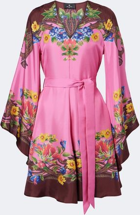 Etro Belted floral silk satin minidress