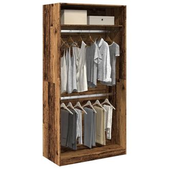 Berkfield Home Wardrobe Old Wood 100x50x200 cm Engineered Wood in Brown | Size: 100 x 50 x 200 cm