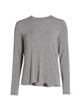 Majestic Filatures Soft Touch Semi Relaxed Long Sleeve Crewneck T-Shirt in Gris Chine at Nordstrom, Size 4