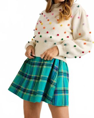Bibi Rainbow Pom Pom Sweater In White