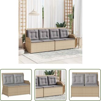 vidaXL vidaXL Polyrattan - Panchina da giardino con cuscino Beige e grigio polyrattan