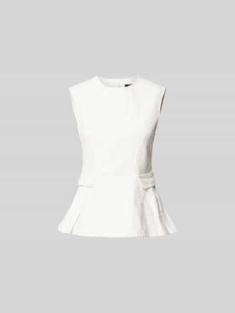 Rotate Peplum Top in Denim-Optik in Weiss, Gr&ouml;&szlig;e 34