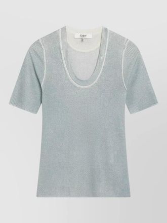 Chlo&eacute; wool blend knit top scoop neck