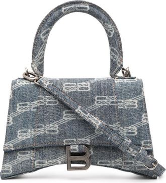 Balenciaga Pre-owned Balenciaga Small BB Monogram Denim Hourglass Top Handle Bag Ladies 593546 4716 0 1317