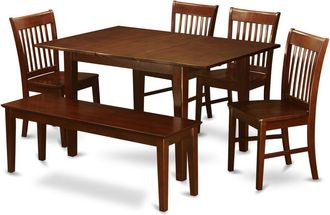 East West Furniture 6 Pc dinette set - Table and 4 Dining Table Chairs for Dining room and Bench