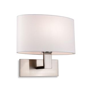 Netlighting Webster 1 Light Single Indoor Wall Light Brushed Steel Cream Shade E27 in Grey