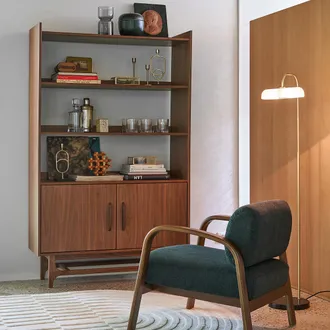 La Redoute Interieurs Vintage boekenkast, notenhout en fineer, LARSEN