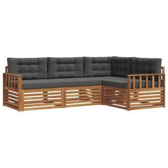 vidaXL Conjunto De Sof&aacute;s De Exterior 4 Pcs Natural Y Antracita Vidaxl