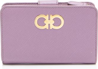 Ferragamo Saffiano Gancini Compact Zip Around Wallet