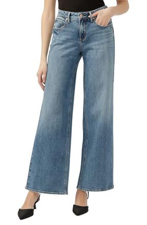 Silver Jeans Co Suki Curvy Mid Rise Wide Leg Jeans in Indigo at Nordstrom, Size 36 31