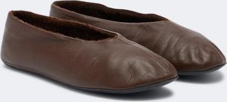 The Row Stella shearling-trimmed leather ballet flats