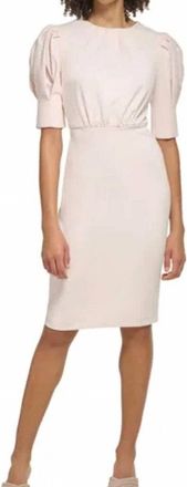 Calvin Klein Ruched Knee Length Dress In Pink