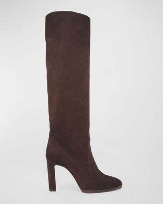 Santoni Andy Suede Stiletto Knee Boots