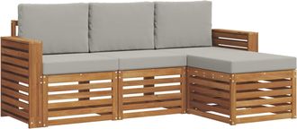 vidaXL Conjunto De Sof&aacute;s De Exterior 4 Uds. Gris Natural Y Claro Vidaxl
