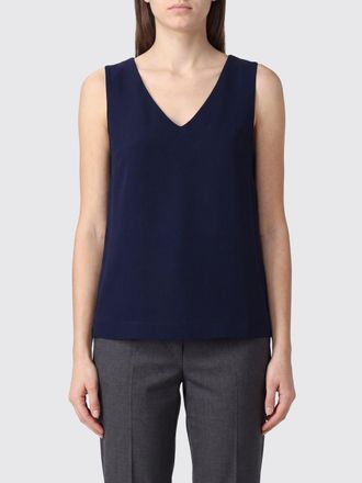 Herno Top smanicato in viscosa con scollo a V e design minimalista