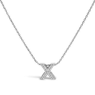 House of Brilliance 10K Gold Diamond Accent A-Z Initial Bubble Pendant Necklace in White | X at Nordstrom