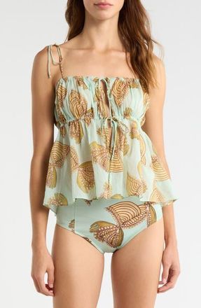 Ulla Johnson Tallulah Tie Strap Cover-Up Camisole in Water Blossoms at Nordstrom, Size X-Large