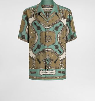 Dolce & Gabbana Cargo-print Hawaii Washed Silk Twill Shirt - Man Shirts Multicolor 37