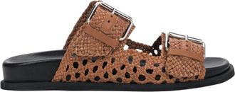 Guglielmo Rotta Premium Italiaanse leren slippers - Dames - Sandalen - Bruin - 36 EU - Leer - Schoenen