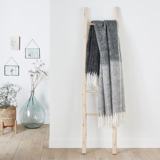 La Redoute Interieurs Warme plaid met visgraat motief, Lichen