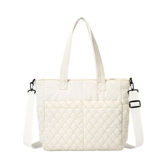 Generic Kexpery Womens Quilted Cotton Handbag with Adjustable Shoulder Strap Tote Crossbody Bag for Office Shopping Travel