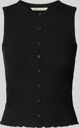 Tom Tailor Denim Slim Fit Tank Top mit angedeuteter Knopfleiste in Black, Größe L