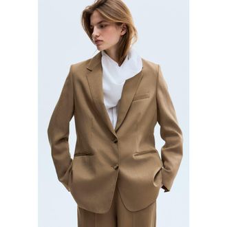 H&M Single-breasted Blazer in Dark Beige at Nordstrom, Size Xx-Small