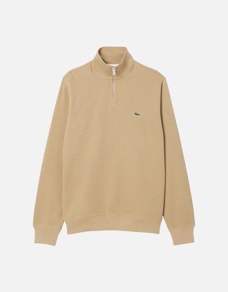 Lacoste Mens Lacoste SH1927 Quarter Zip Sweatshirt - Tan - Size: 42