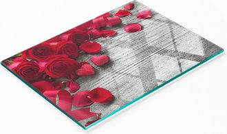 OEM Tabla De Cocina De Vidrio Duradera Y Elegante Con Estampado De Rosas Rojas, 80x52 Cm