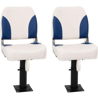 vidaXL Vidaxl - Asientos Plegables De Barco 4 Uds Azul Y Blanco 41x36x48 Cm