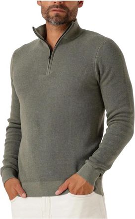 Saint Steve Groene Half Zip Sweater Dominic-s - Heren - Coltruien - Groen - XL - Katoen - Truien & Vesten