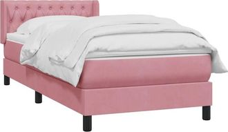 vidaXL Cama Box Spring Con Colch&oacute;n Terciopelo Rosa 100x220 Cm Vidaxl