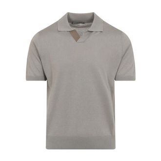 Canali Polo Shirts, male, Beige, Size: S Cotton Polo