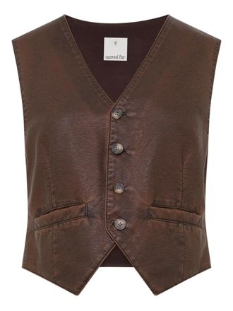Unreal Fur Win Win buttoned waistcoat - women - Polyurethane/Polyester - L - Brown