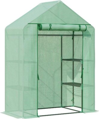 OUTSUNNY Invernadero De Jard&iacute;n 141x72x191 Cm Vivero Casero Con 4 Estantes Puerta Cubierta De Pe 140g/m&sup2; Y Marco De Acero Para Cultivos Plantas Macetas Flores