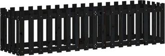 vidaXL Vidaxl - Garden Raised Bed with Fence Design Black 200x50x50 cm Solid Wood Pine