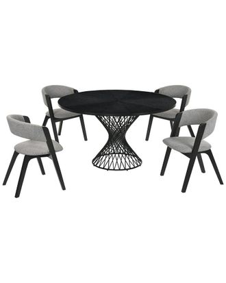 Armen Living Cirque And Rowan 5Pc Round Dining Set