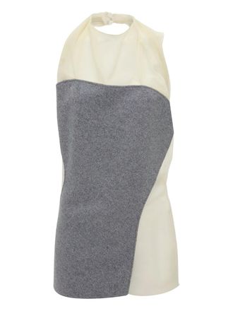 Victoria Beckham draped panel silk top - women - Silk/Cashmere - 10 - Grey