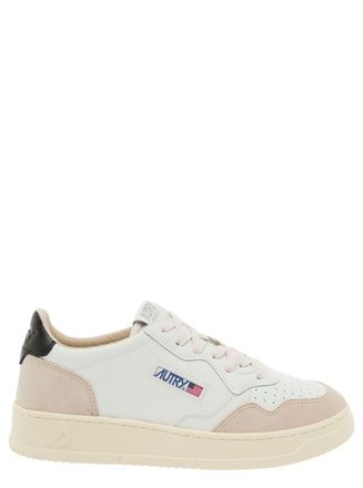 Autry Medalist White Low Top Sneakers With Beige Suede Details In Leather Man
