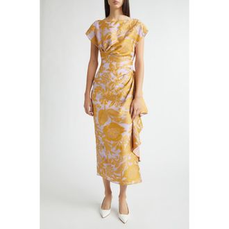 Lela Rose Florence Floral Jacquard Cocktail Dress in Peony Multi at Nordstrom, Size 2