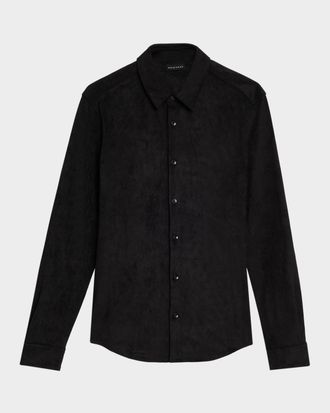 Monfrere Mens Cooper Suede Button-Down Shirt