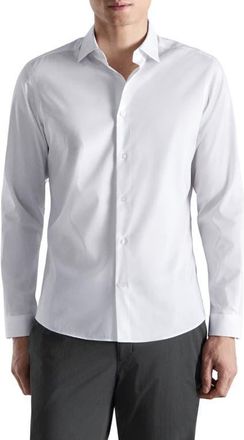Mango Regular Fit Stretch Cotton Blend Button-Up Shirt in White at Nordstrom, Size X-Large