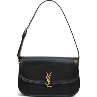 Saint Laurent Large Solferino Leather Shoulder Bag in Noir at Nordstrom