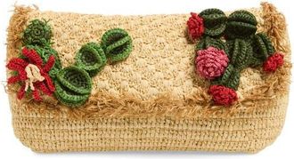 Anya Hindmarch Crochet Cactus Raffia Clutch in Natural at Nordstrom
