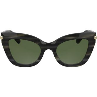 Longchamp Roseau 50mm Gradient Cat Eye Sunglasses in Striped Grey at Nordstrom Rack