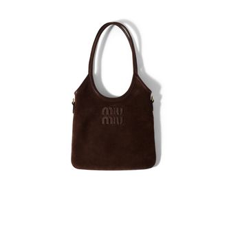 Miu Miu Ivy Suede Handbag, Woman, Dark Brown/burl Wood
