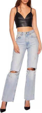 Susana Monaco Faux Leather Bralette Top In Black