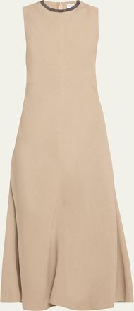 Brunello Cucinelli Monili Neckline Linen Twill Dress
